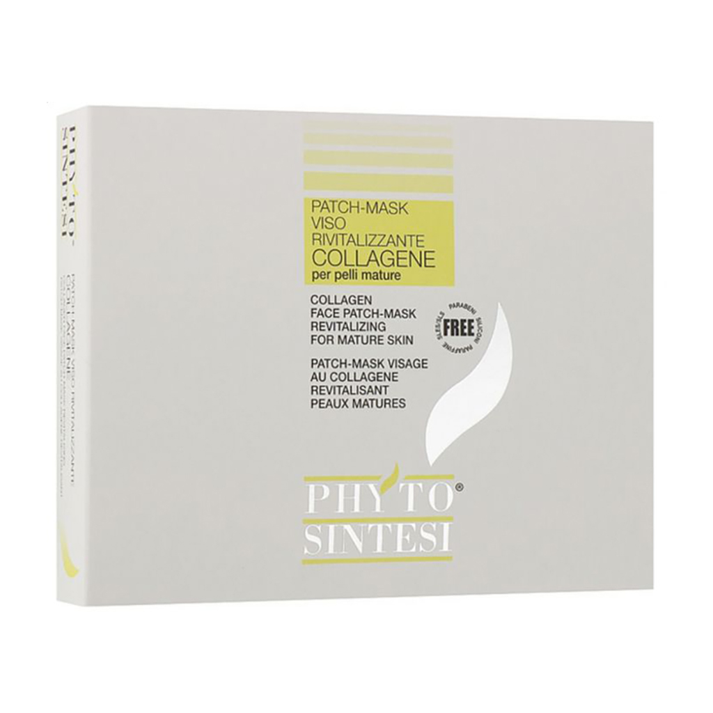 Відновлювальні патчі для обличчя, шиї та зони декольте Phyto Sintesi Face Patch-Mask Revitalizing для зрілої шкіри, з колагеном, 6 шт